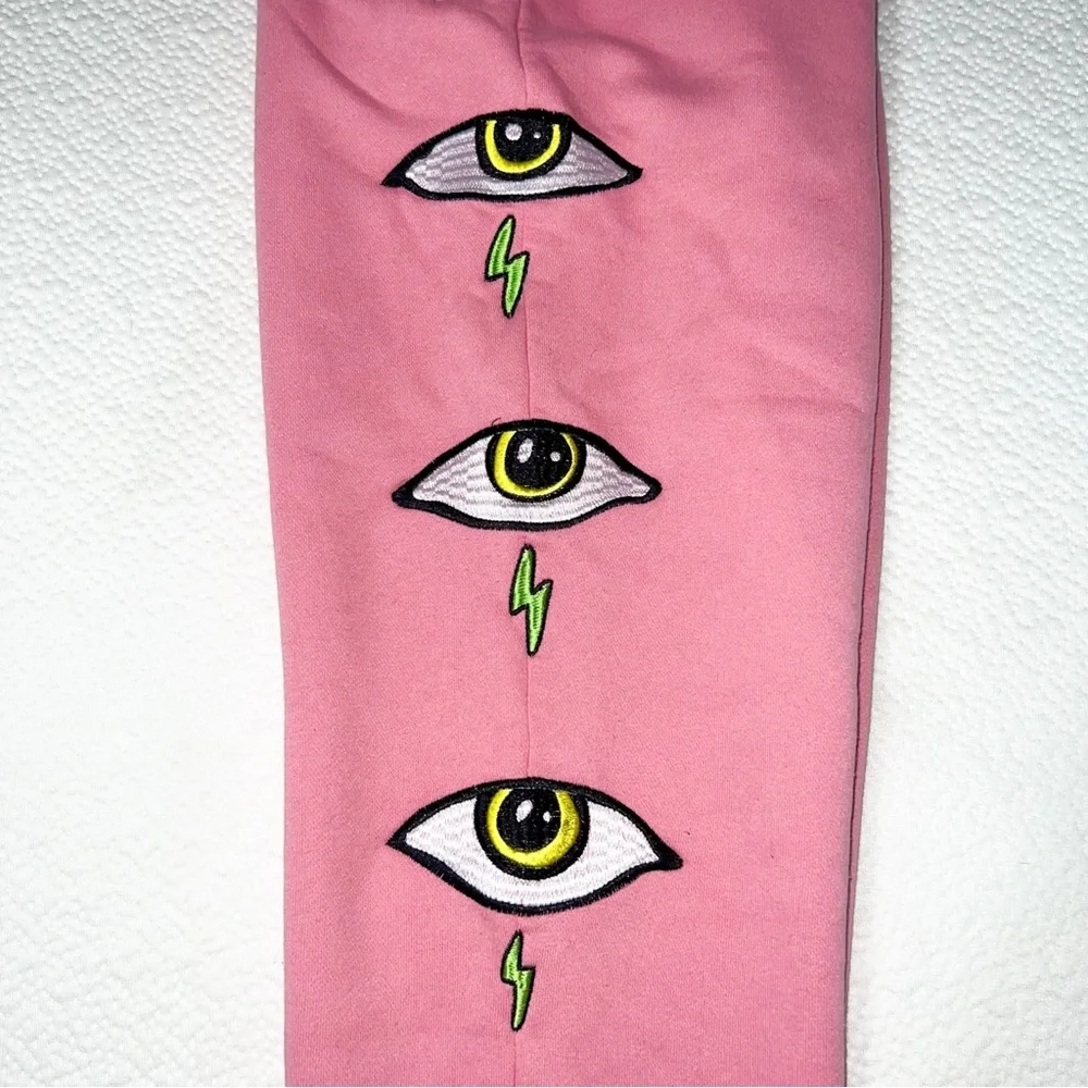 Forever 21 Mens Pink Embroidered Sweatpants, Size L - Picture 4 of 13